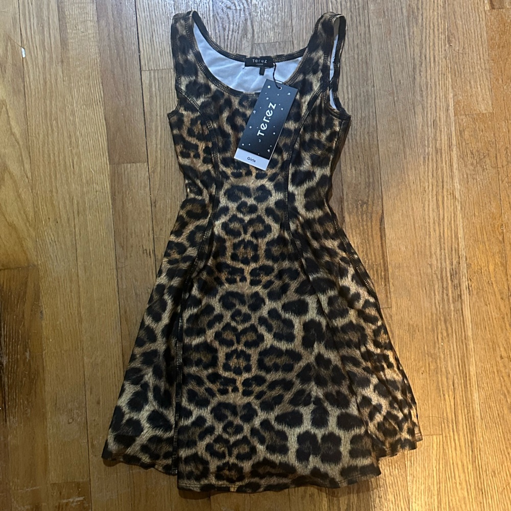 New Terez leopard print skater dress girls youth medium